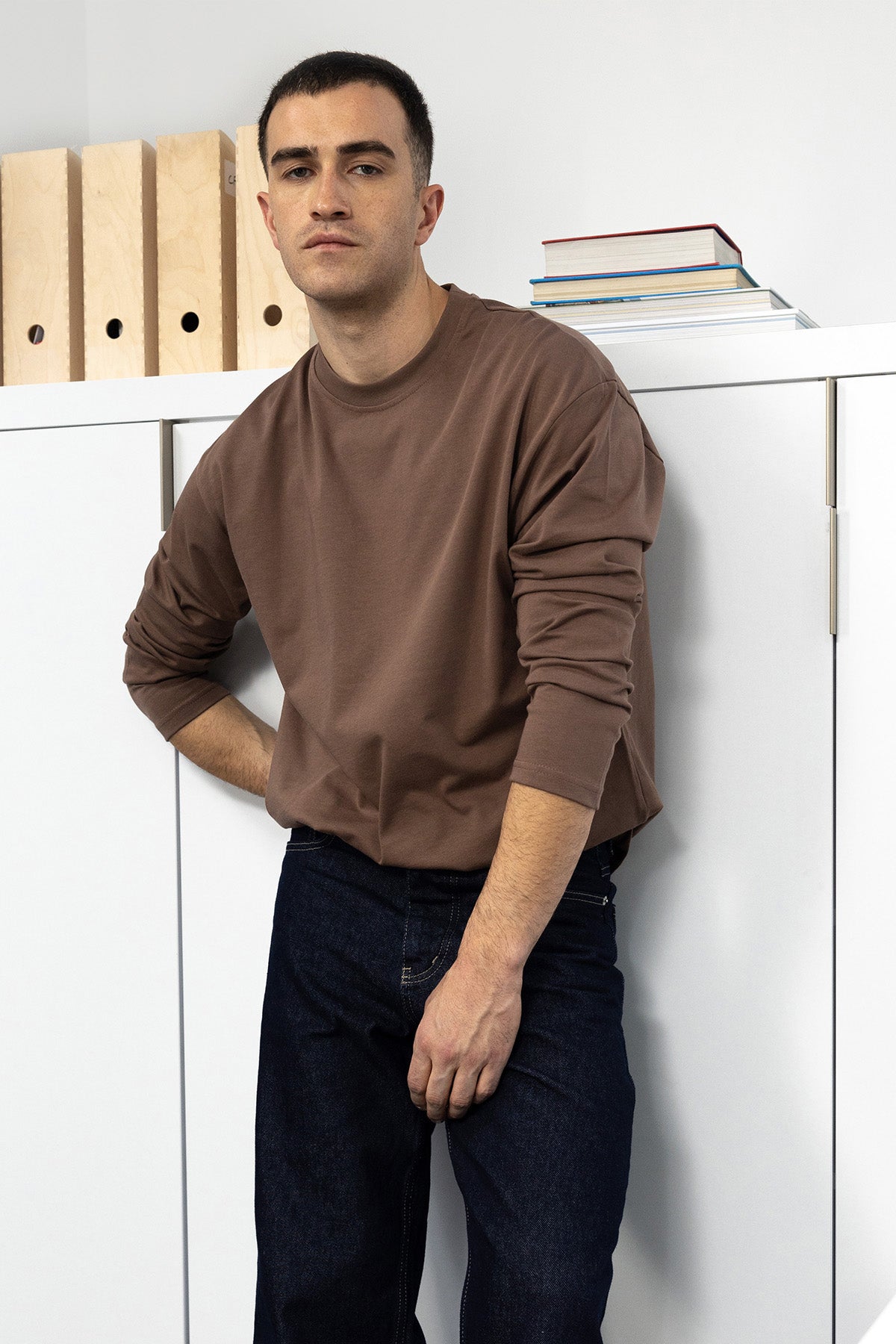 BASIC UZUN KOL T-SHIRT - KAHVERENGİ - T-SHIRT