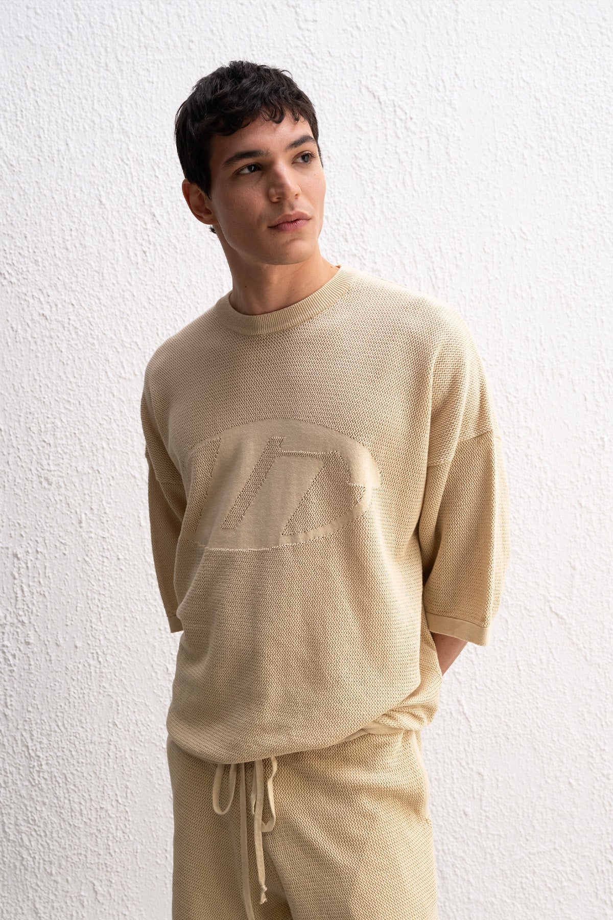 LOGO DETAYLI TRİKO BEJ T-SHIRT - T-SHIRT