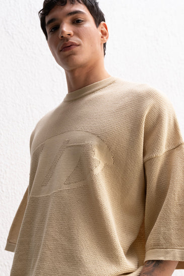 LOGO DETAYLI TRİKO BEJ T-SHIRT - T-SHIRT