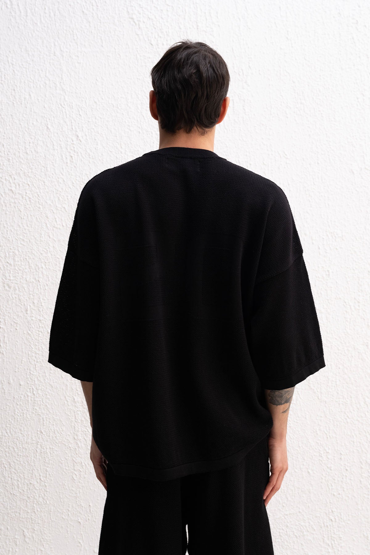 LOGO DETAYLI TRİKO SİYAH T-SHIRT - T-SHIRT