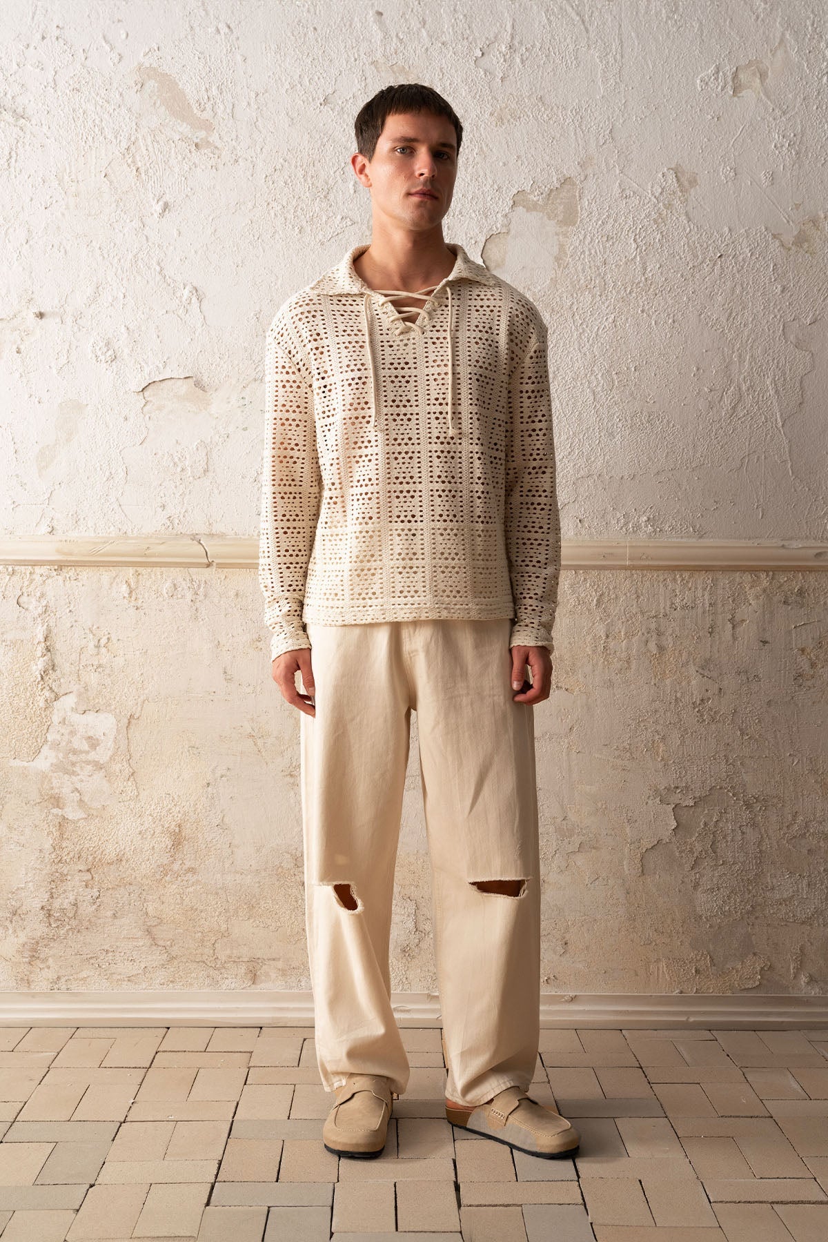 BAGGY FIT GABARDIN BEJ PANTOLON GIESTO