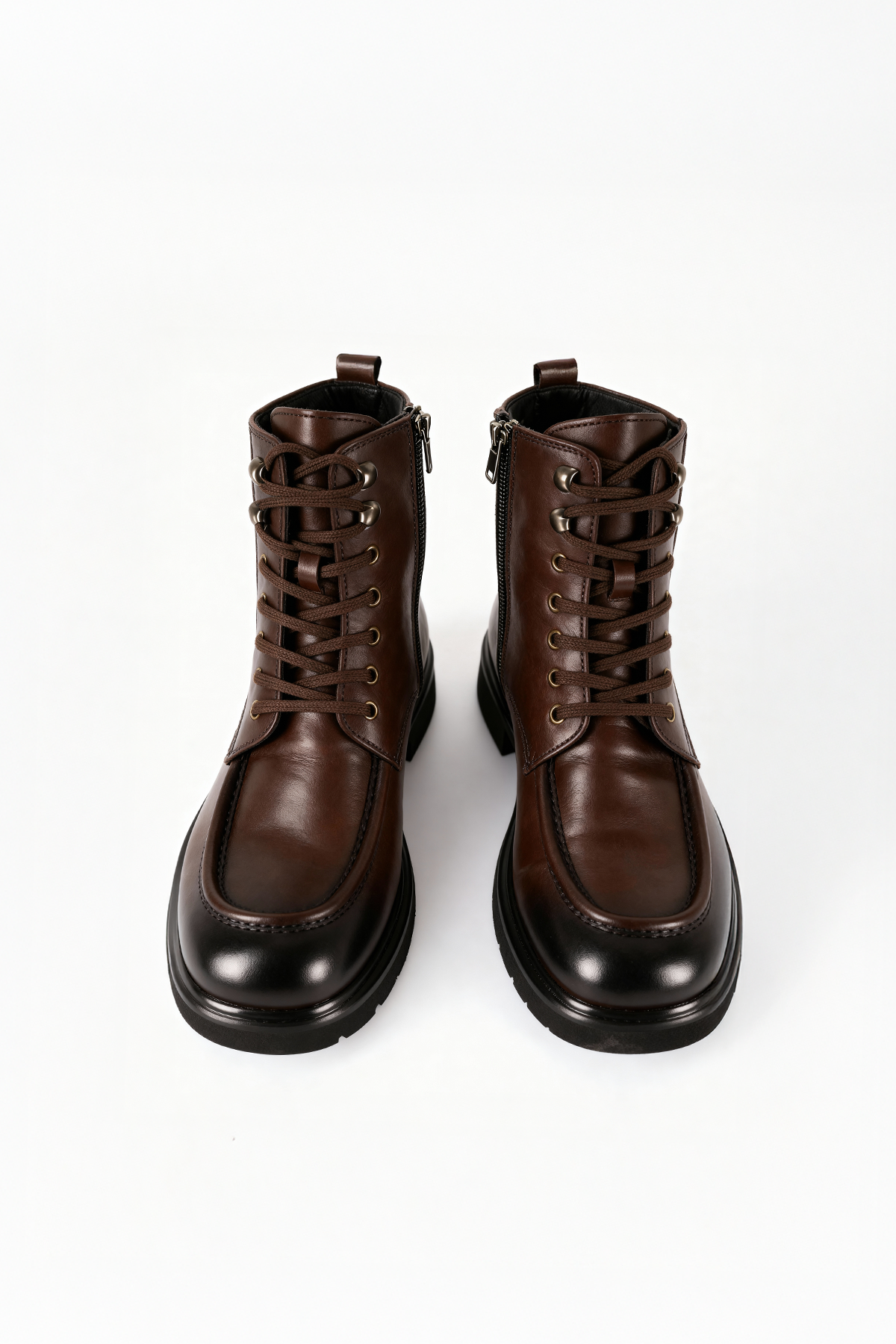 EFEKTLİ BAĞCIKLI DERİ KAHVERENGİ BOT