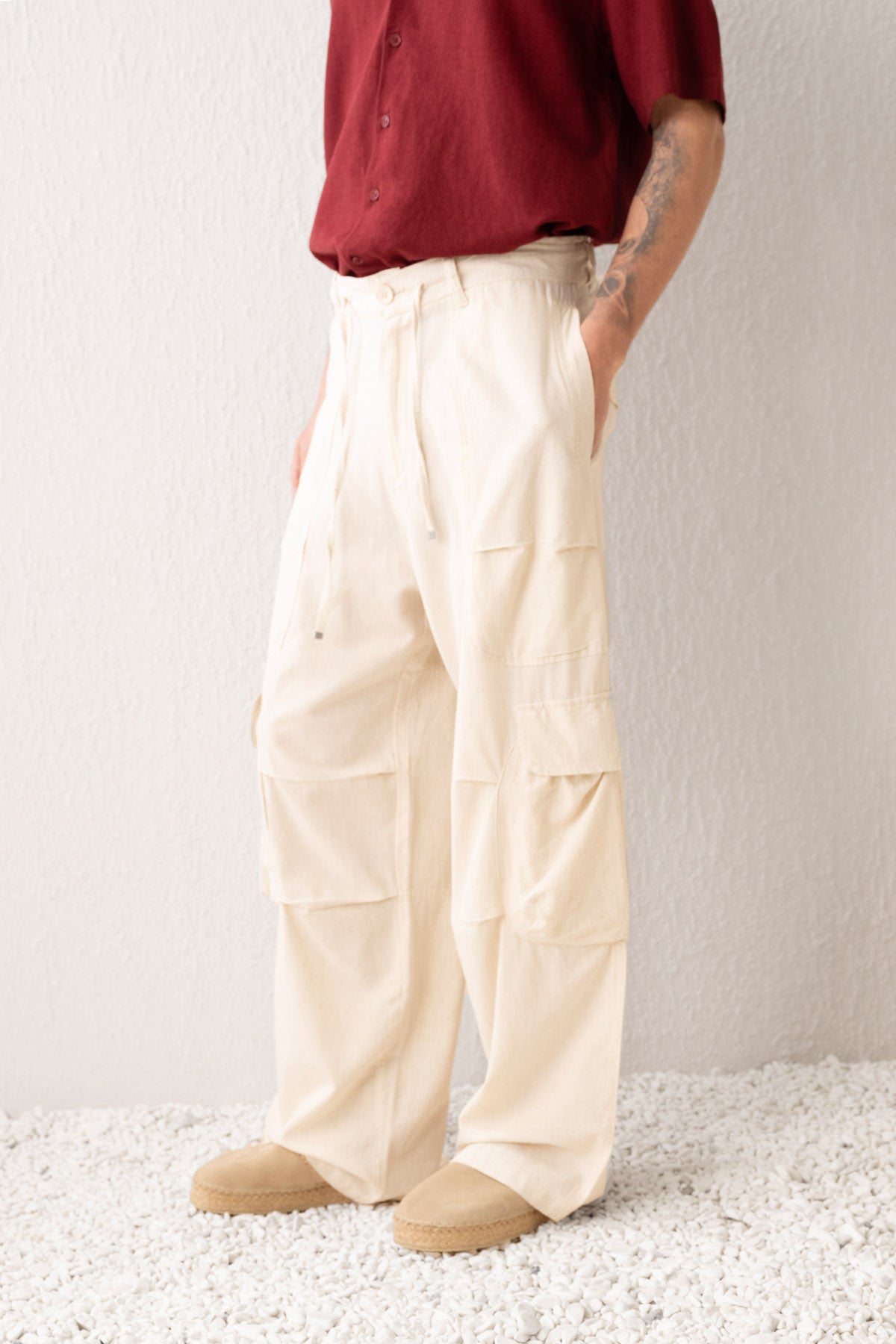 KETEN KARGO BEJ PANTOLON