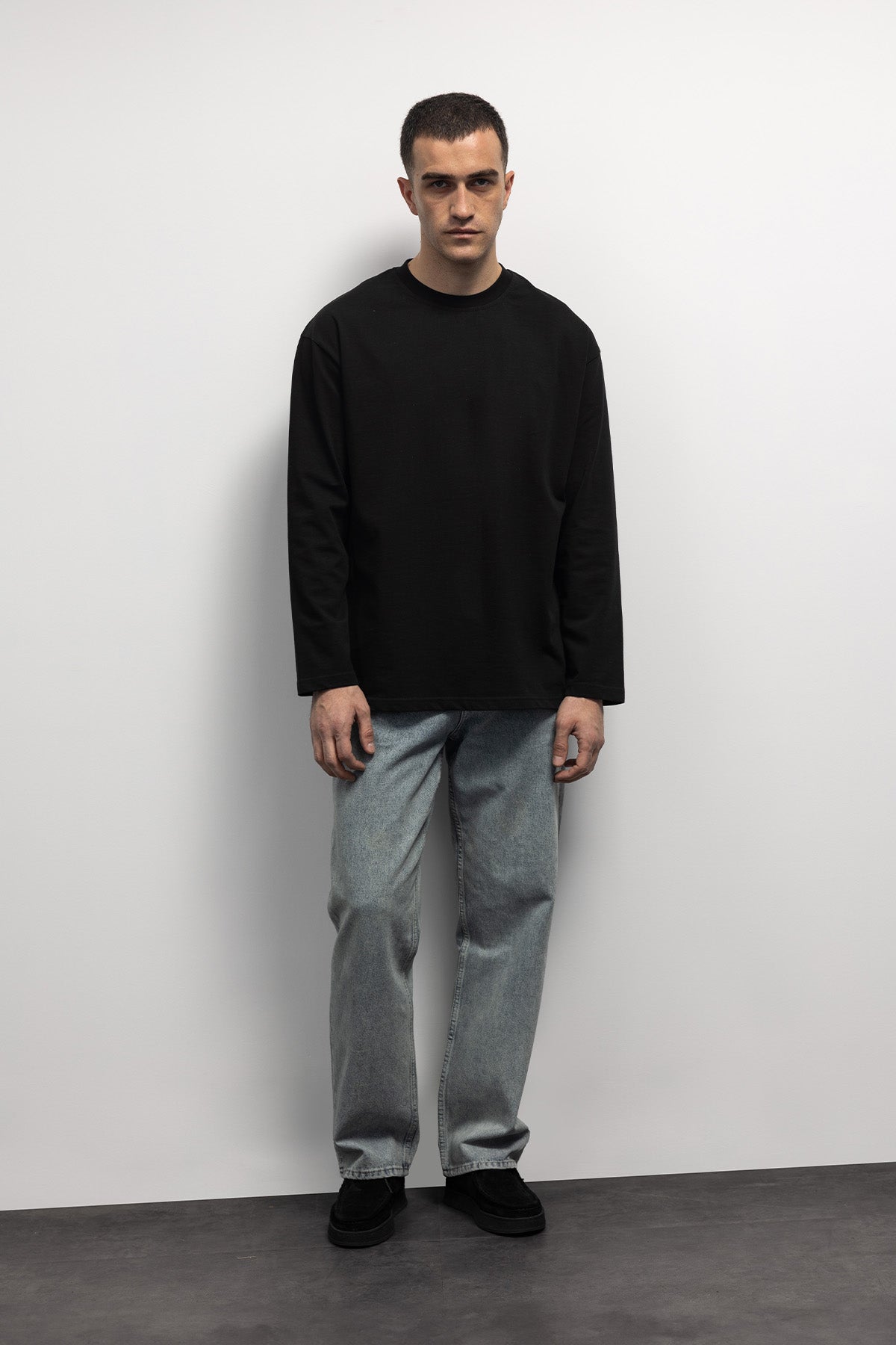 BASIC UZUN KOL T-SHIRT - SİYAH - T-SHIRT