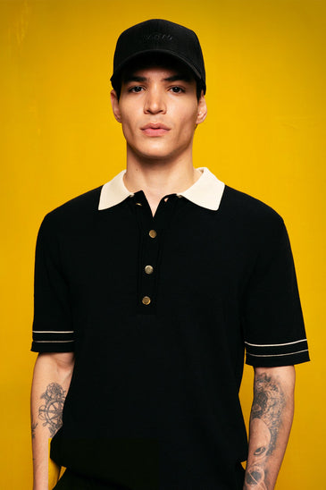 GOLD DÜĞMELİ POLO YAKA SİYAH T-SHIRT GIESTO