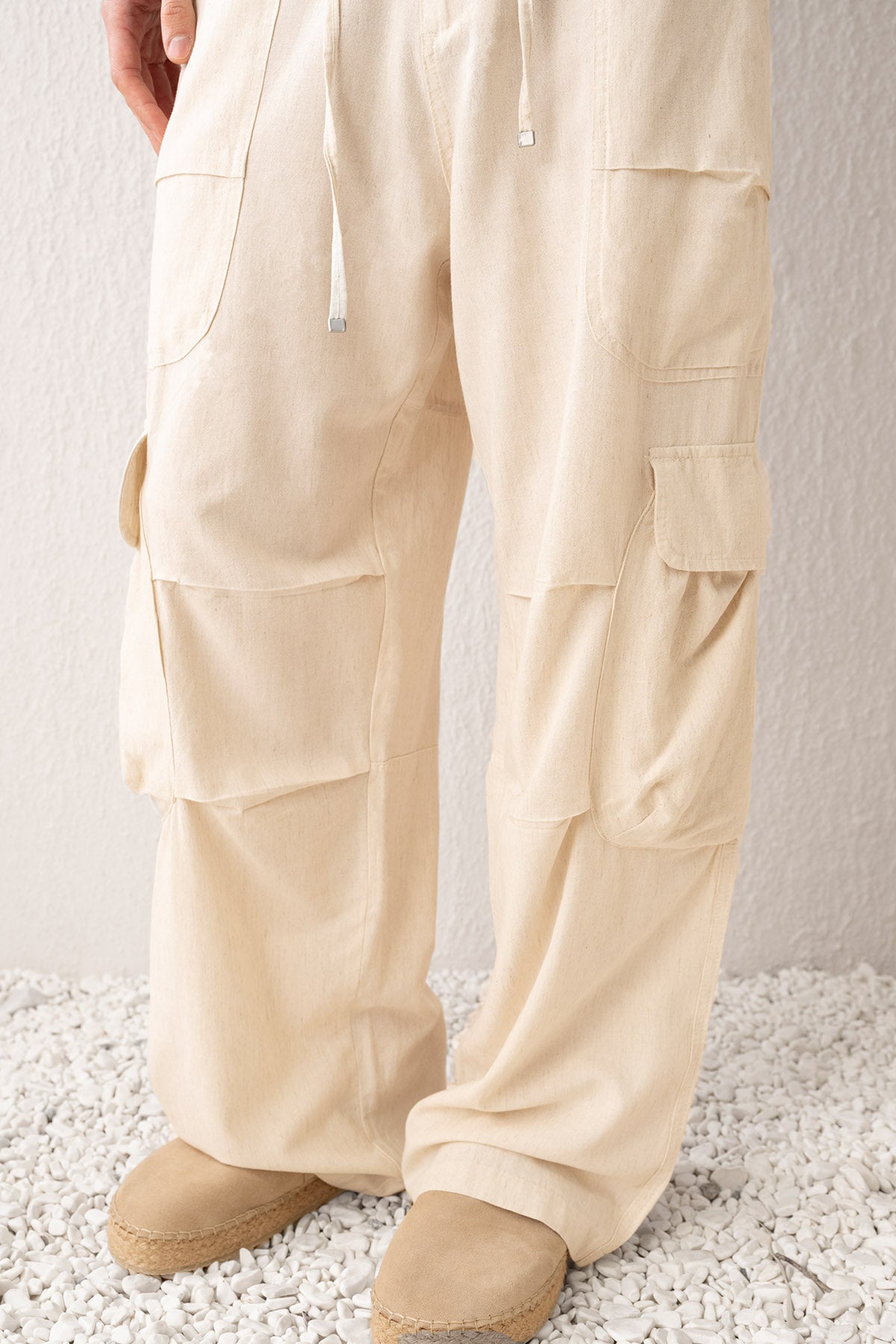 KETEN KARGO BEJ PANTOLON