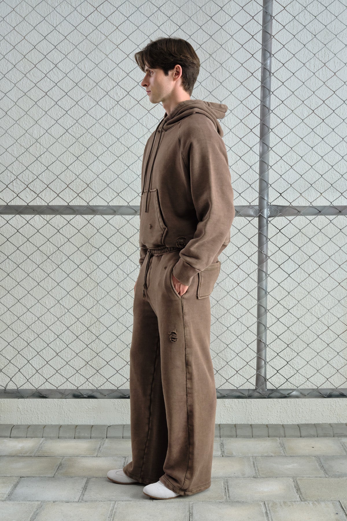 EFEKTLİ YIKAMALI JOGGER KAHVERENGİ PANTOLON
