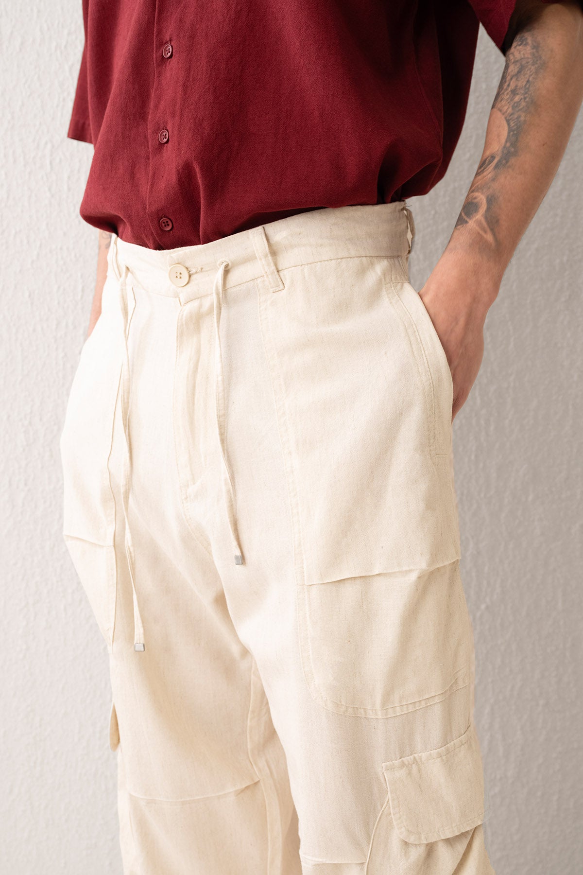 KETEN KARGO BEJ PANTOLON