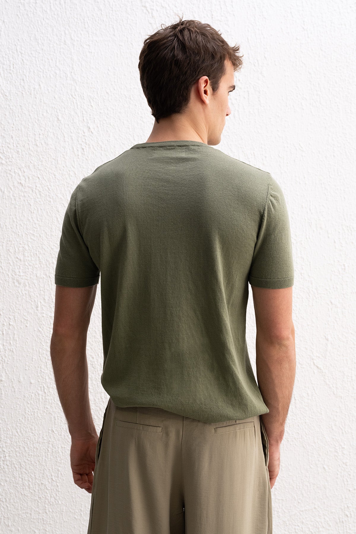 BİSİKLET YAKA TRİKO HAKİ T-SHIRT GIESTO