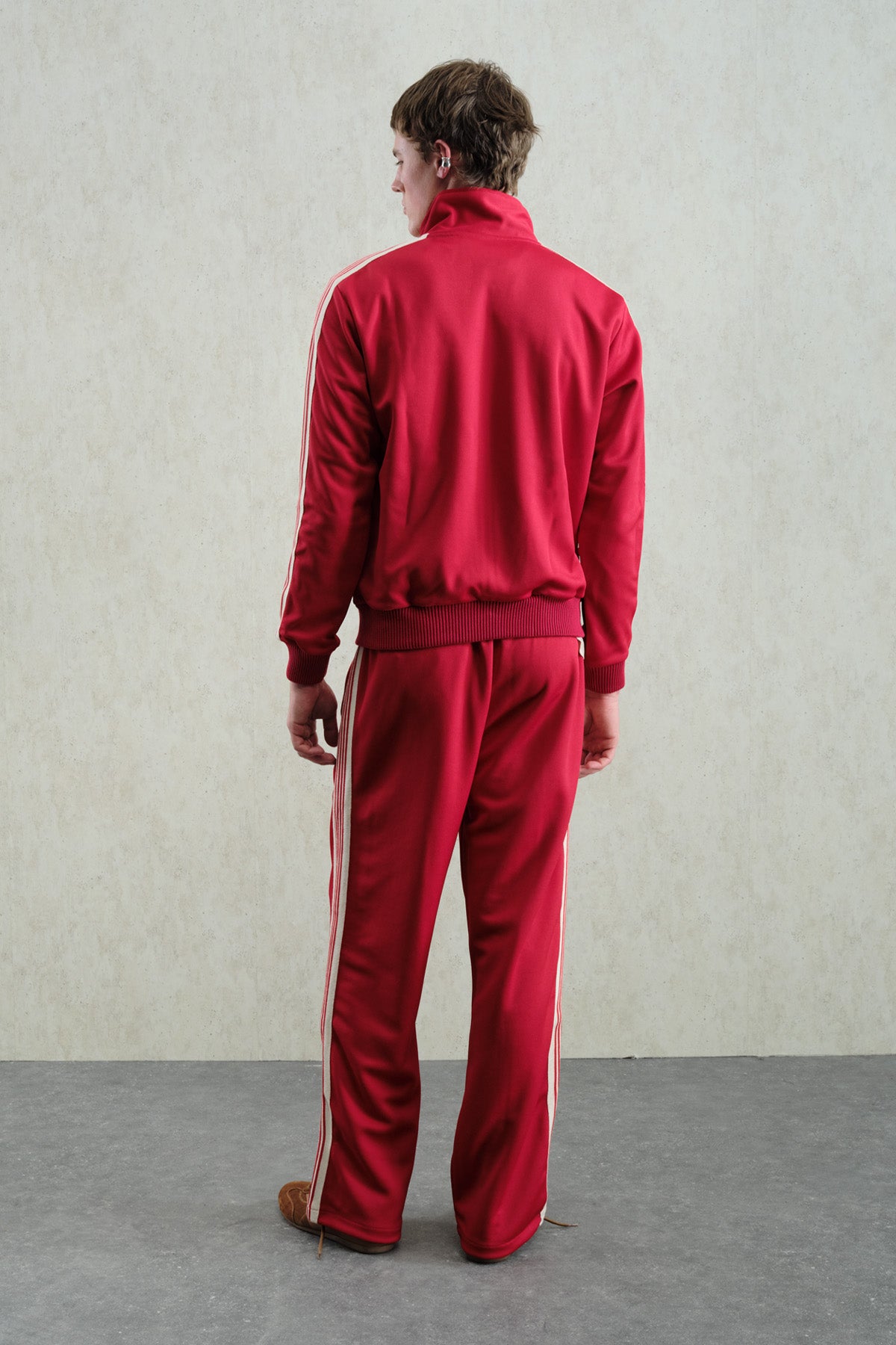 RETRO ÇİZGİLİ KIRMIZI SPOR CEKET