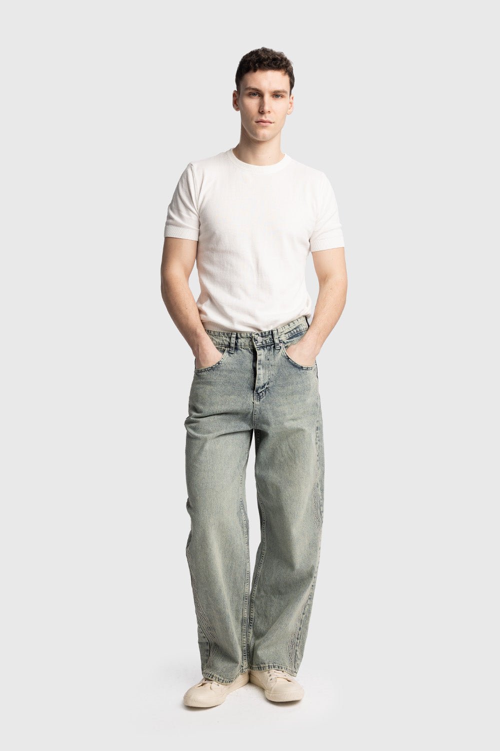 İŞLEMELİ BAGGY JEAN - MAVİ - MAVİ / S - jean