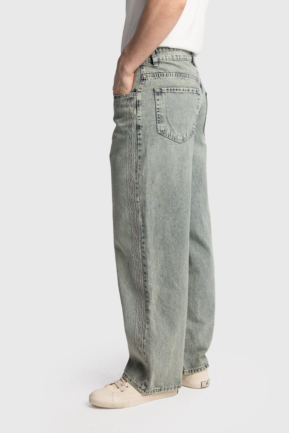 İŞLEMELİ BAGGY JEAN - MAVİ - jean