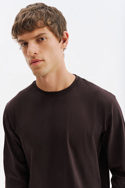 Uzun Kol Regular Fit Kahverengi T-Shirt
