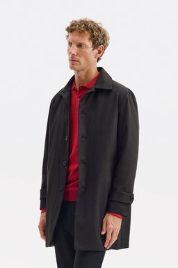 CLASSIC REGULAR FIT BLACK TRENCH COAT