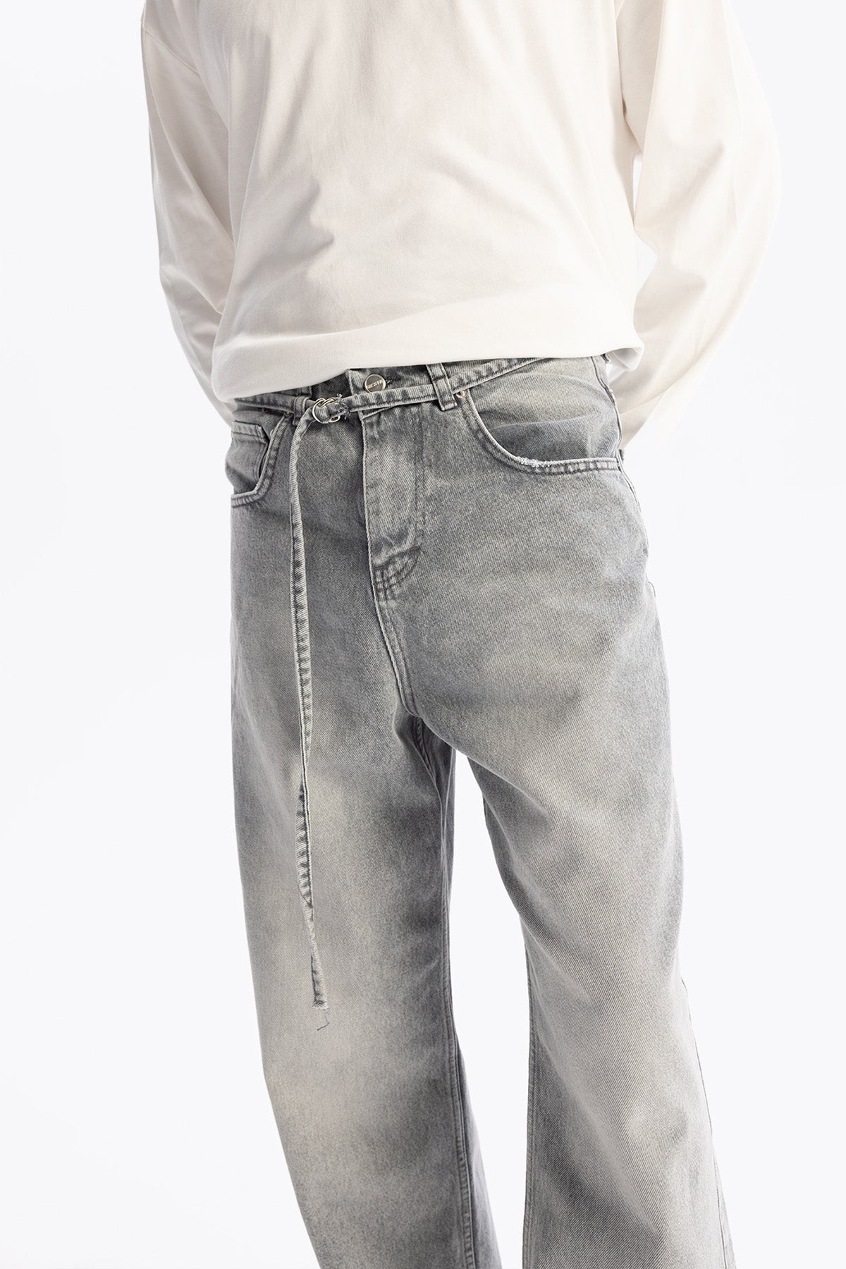 KEMERLİ BAGGY JEAN - GRİ - JEAN