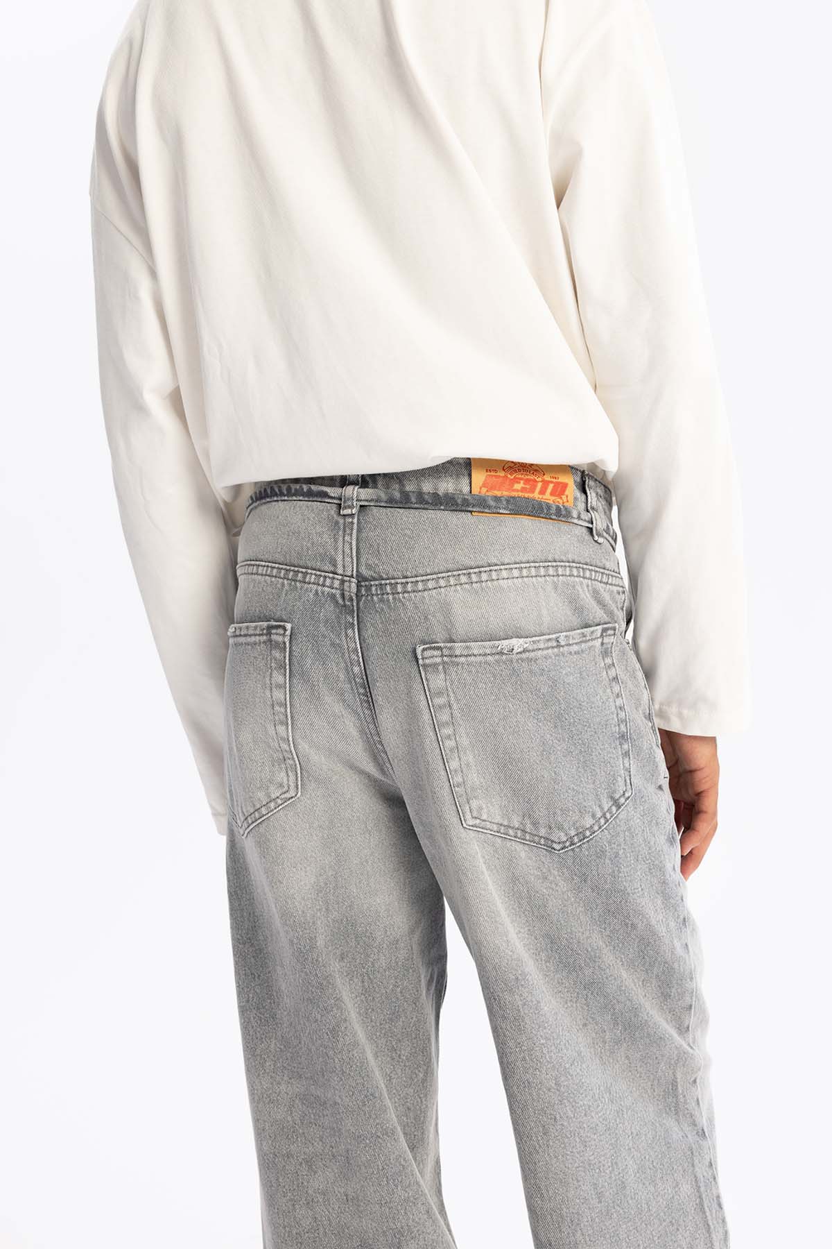 KEMERLİ BAGGY JEAN - GRİ - JEAN