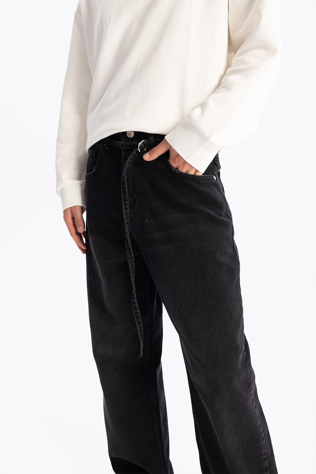 KEMERLİ BAGGY JEAN - SİYAH - JEAN