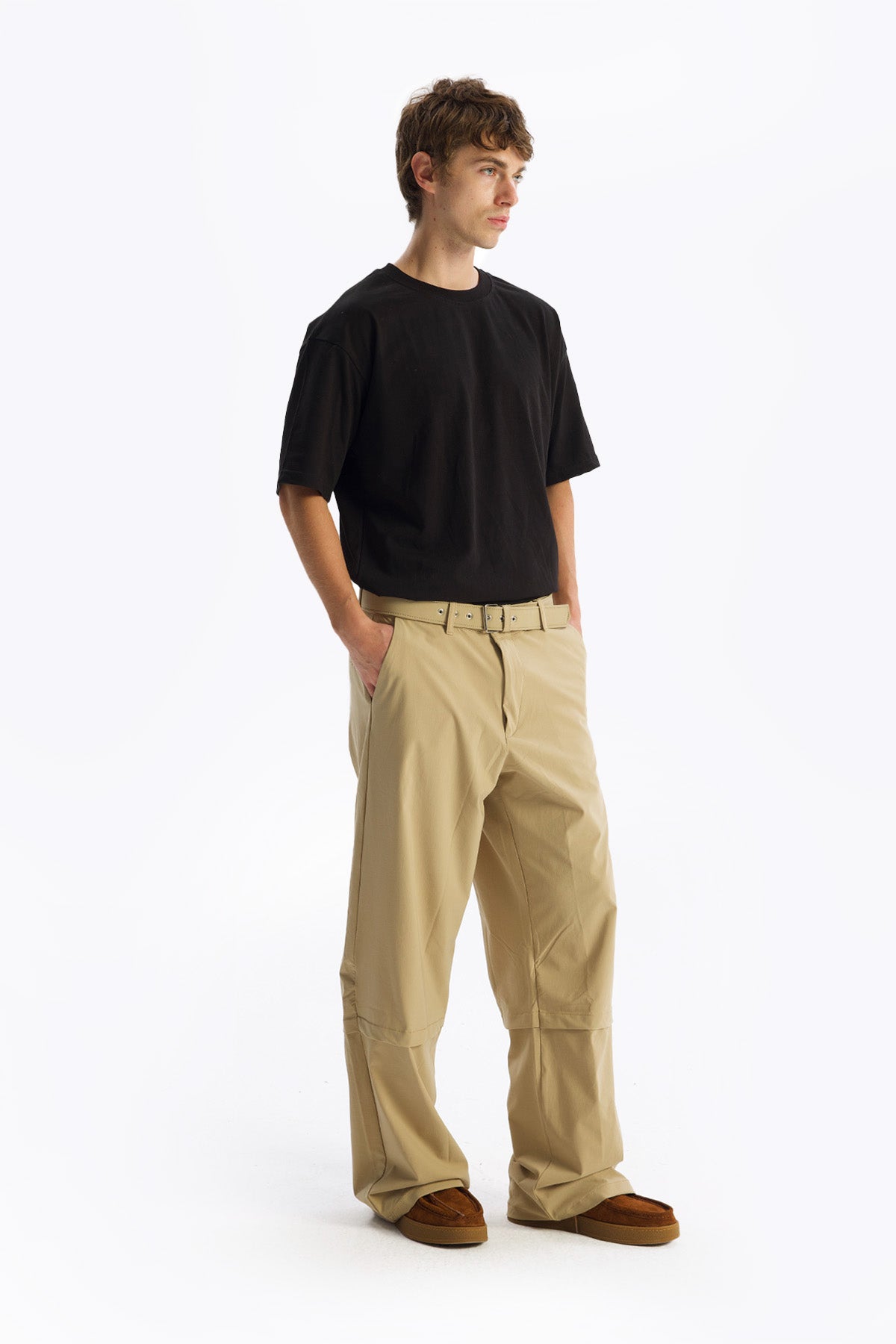 KEMERLİ PARAŞÜT PANTOLON - BEJ - PANTOLON