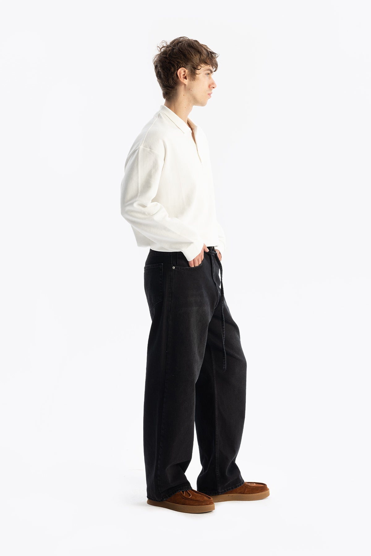 KEMERLİ BAGGY JEAN - SİYAH - JEAN