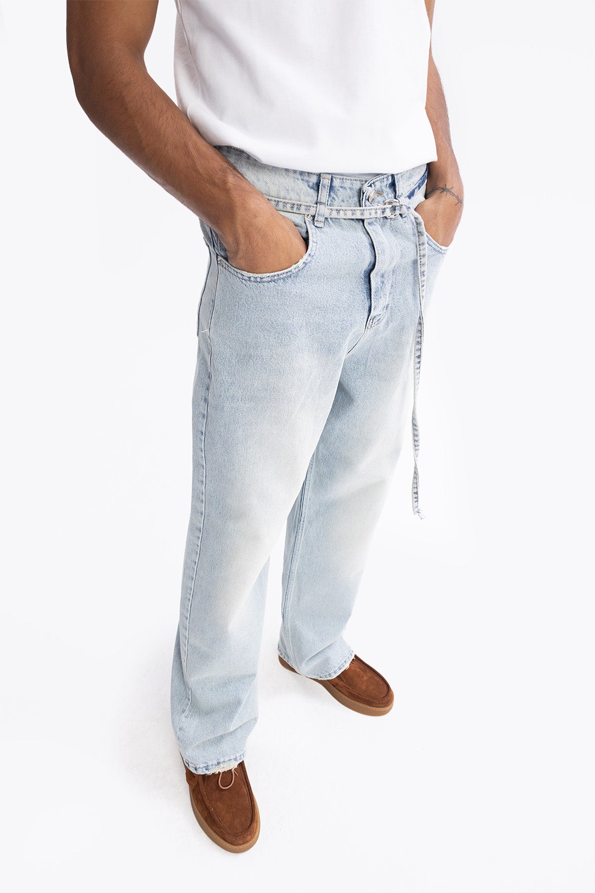 KEMERLİ BAGGY JEAN - AÇIK MAVİ - JEAN