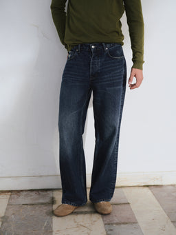 Lazer Efektli Lacivert Regular Fit Jean