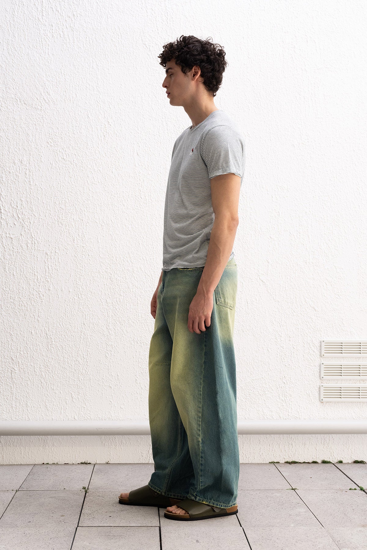 NAKIŞ DETAYLI ÇİZGİLİ YEŞİL T-SHIRT GIESTO