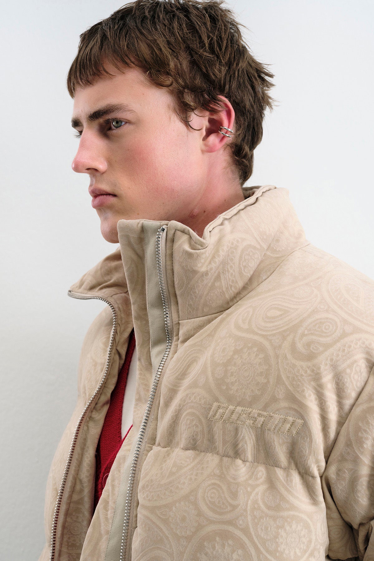 DESENLİ SÜET ŞİŞME BEJ MONT