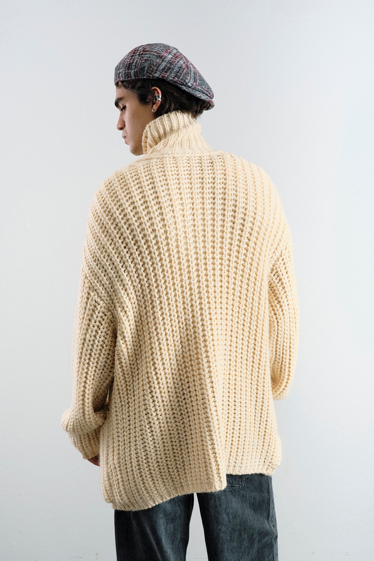 KALIN ÖRGÜLÜ OVERSIZE EKRU HIRKA