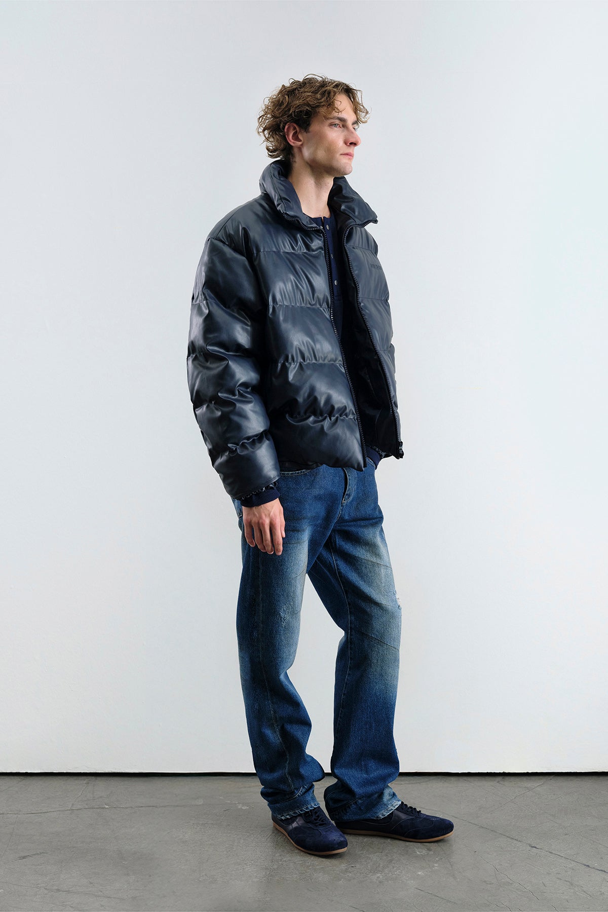 ŞİŞME DERİ LACİVERT MONT