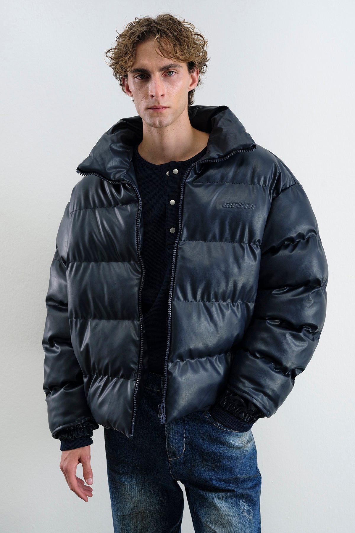 ŞİŞME DERİ LACİVERT MONT