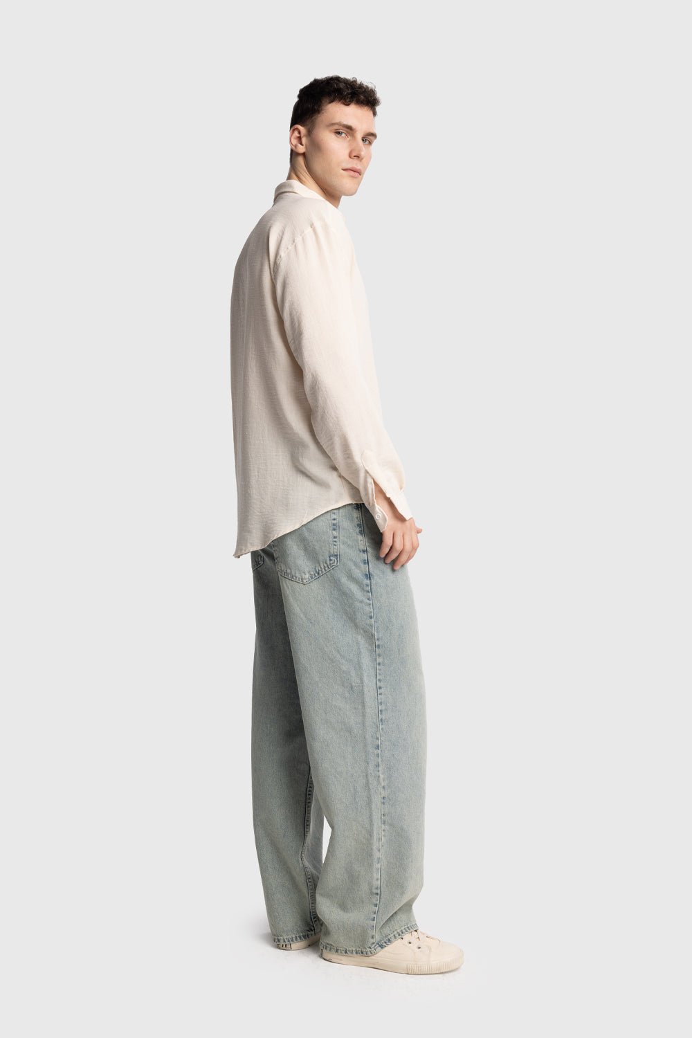 OVERSIZE DÖKÜMLÜ GÖMLEK - BEJ - GÖMLEK