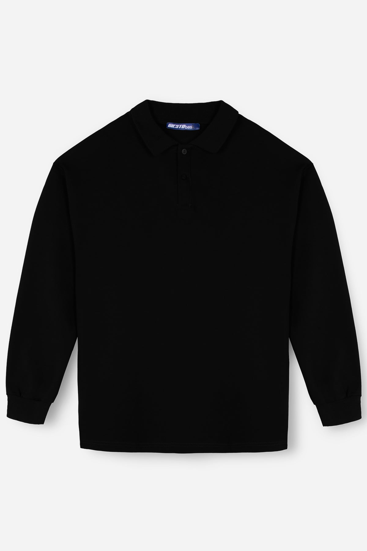 UZUN KOL POLO YAKA T-SHIRT - SİYAH - T-SHIRT