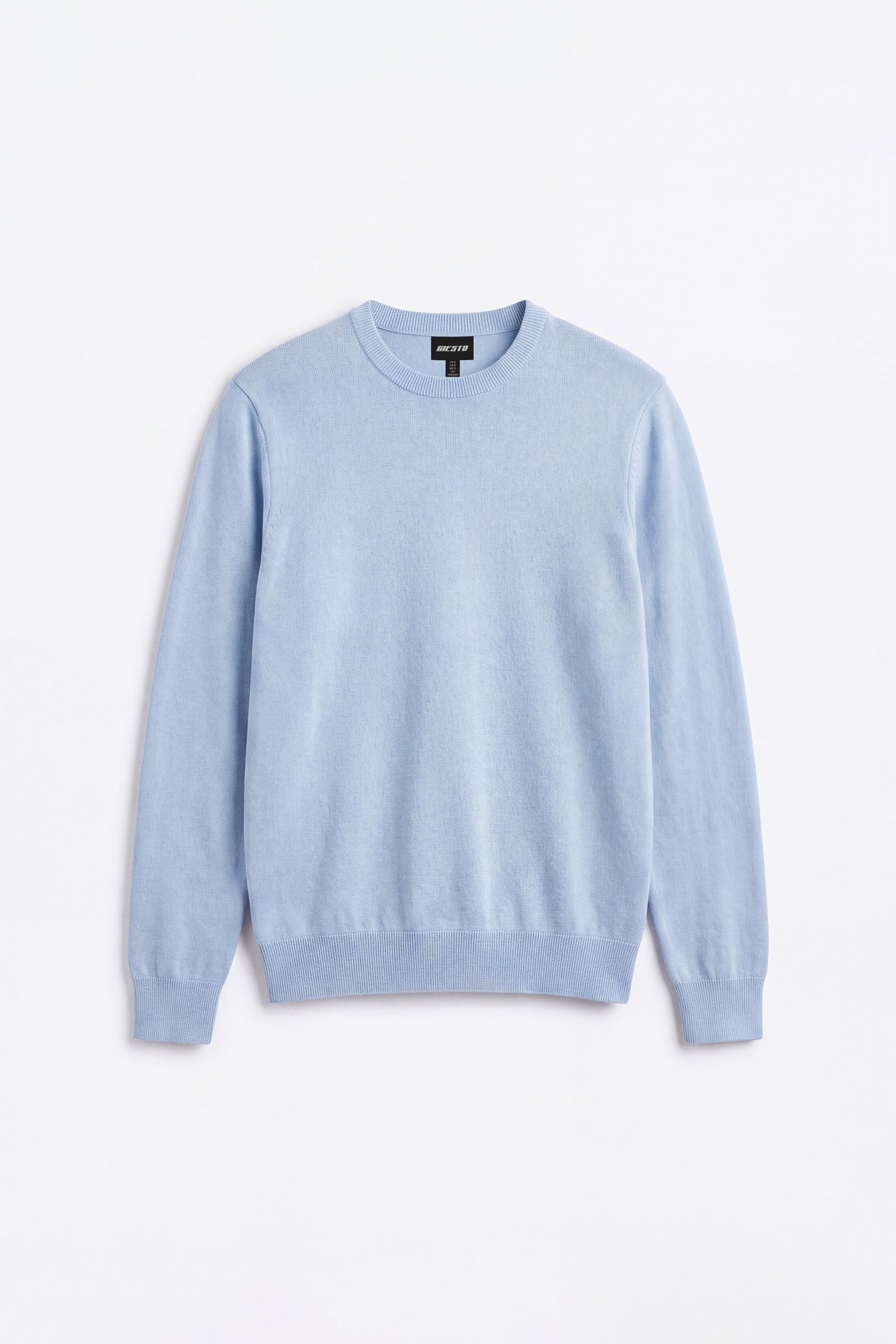 LONG SLEEVE BICYCLE COLLAR BLUE KNIT T-SHIRT