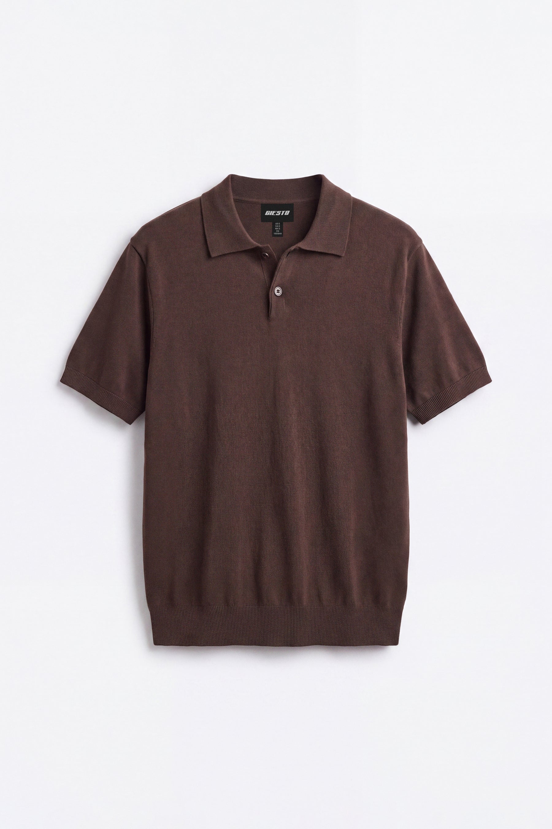 POLO NECK BROWN KNITTED T-SHIRT
