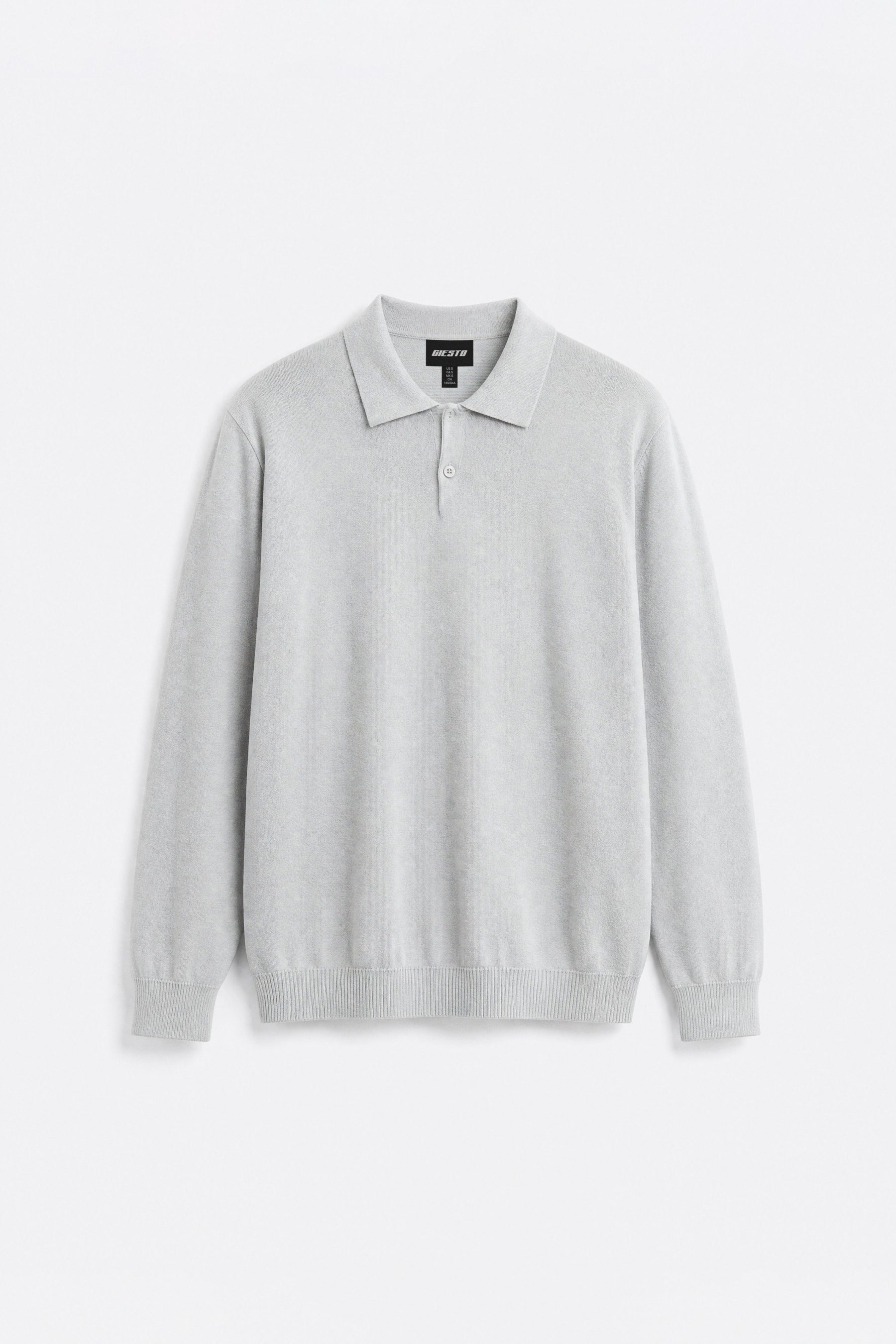 LONG SLEEVE POLO NECK GREY KNITTED T-SHIRT