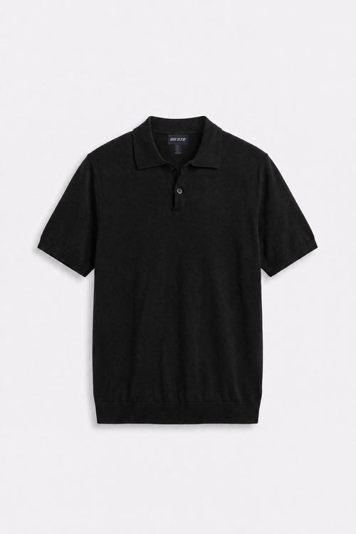 POLO YAKA SİYAH TRİKO T-SHIRT - 4