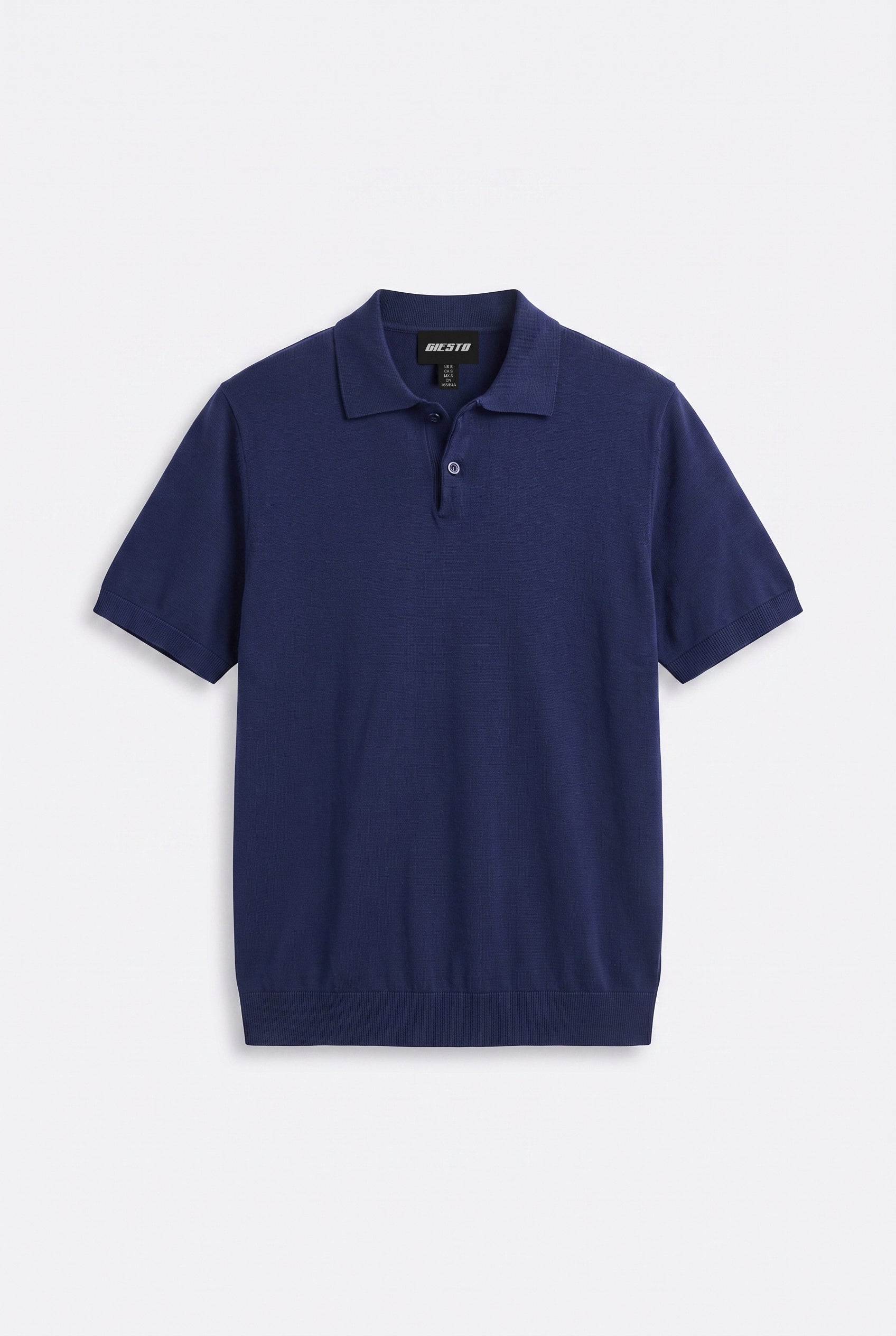 NAVY BLUE KNITTED POLO T-SHIRT