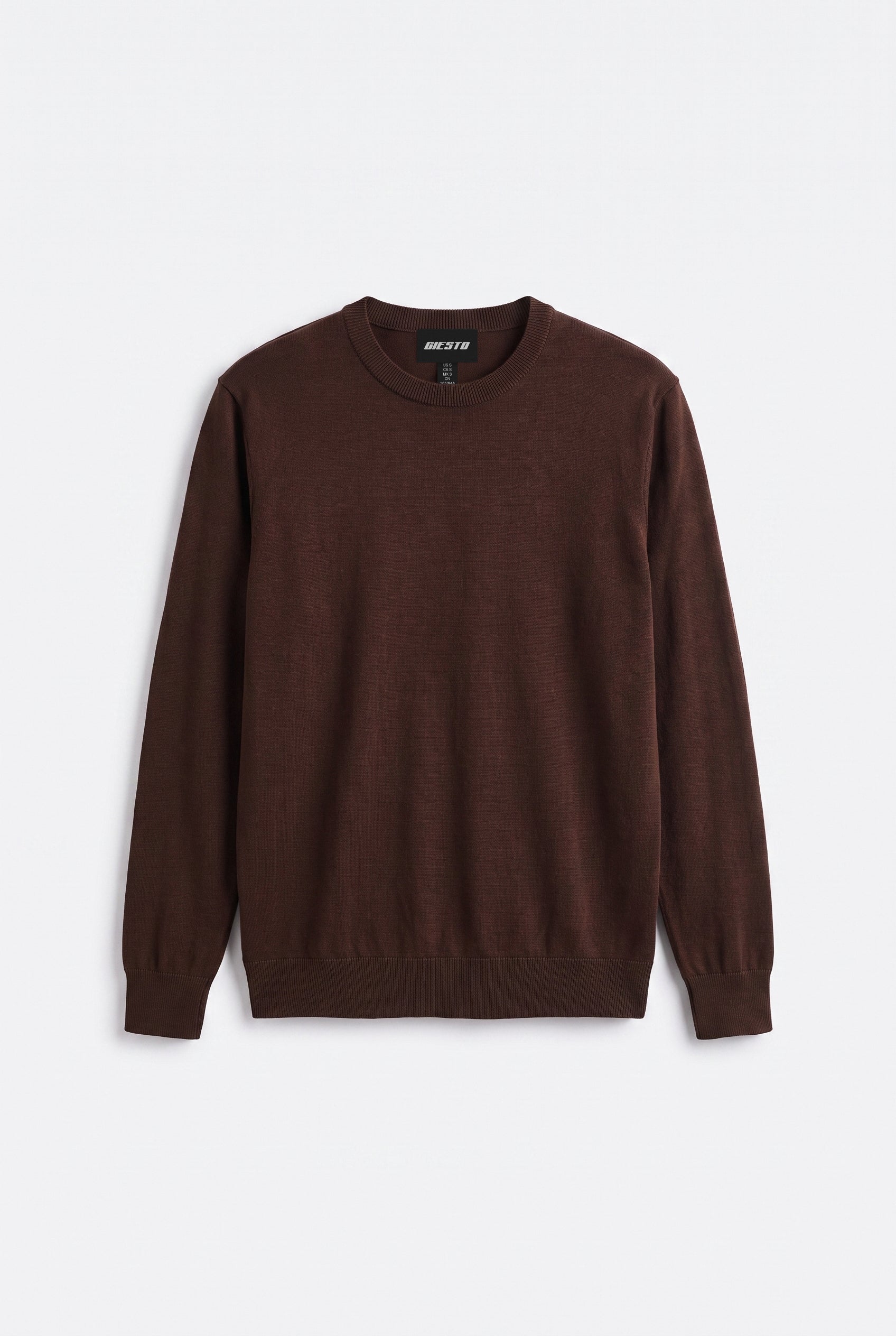 LONG SLEEVE TURTLENECK BROWN KNIT T-SHIRT