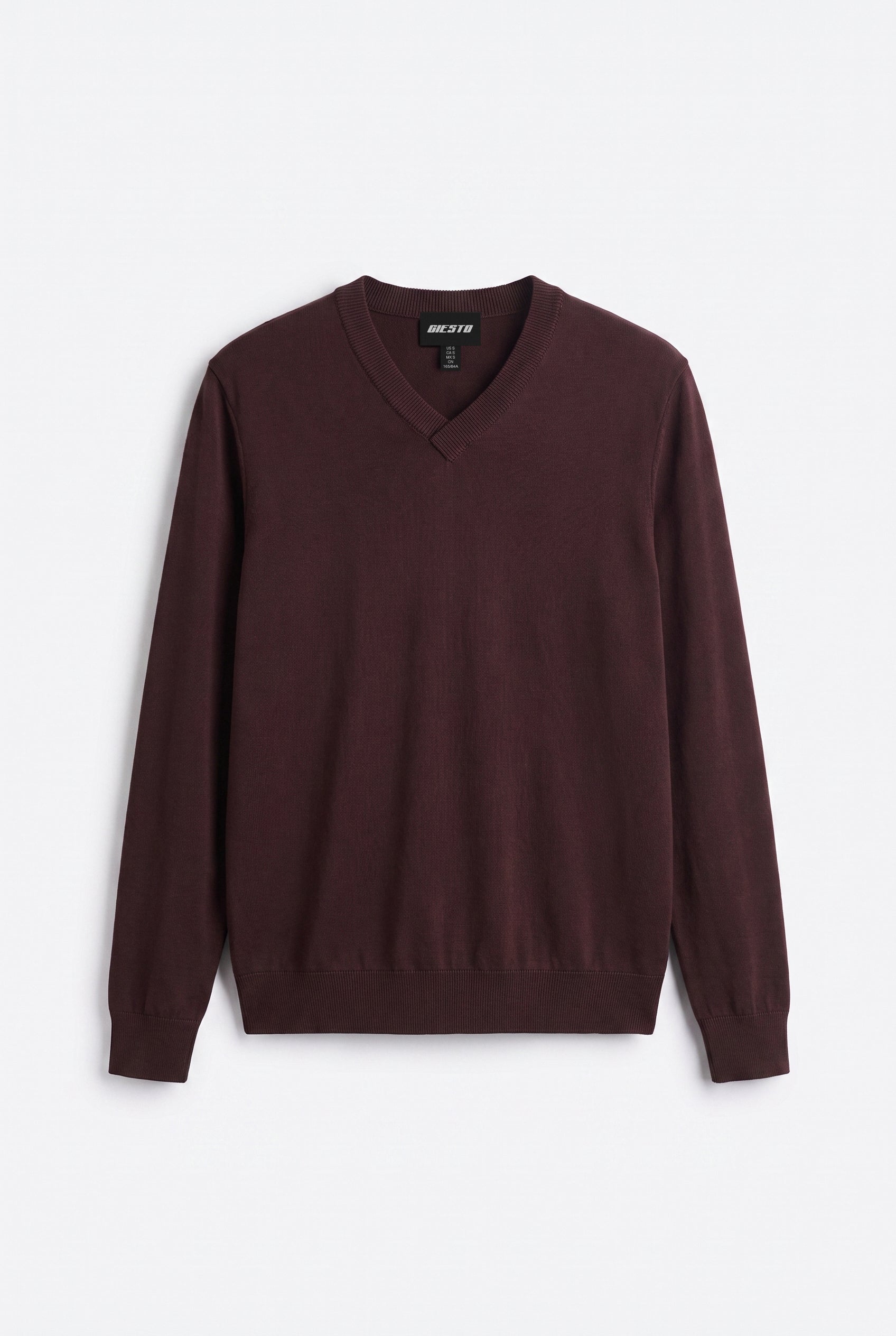 V-NECK LONG SLEEVE BROWN KNITWEAR