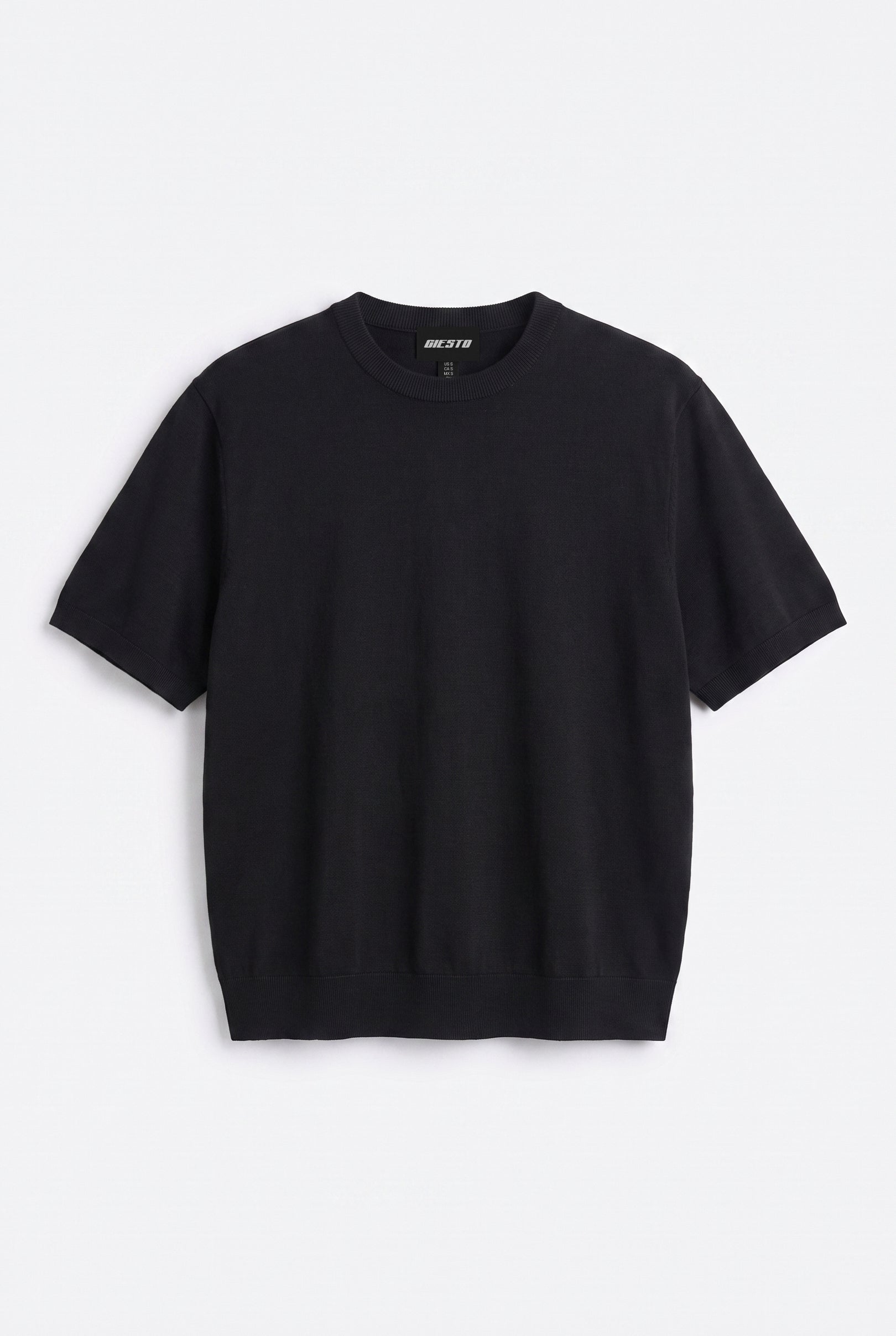 CREW NECK BLACK KNITTED T-SHIRT