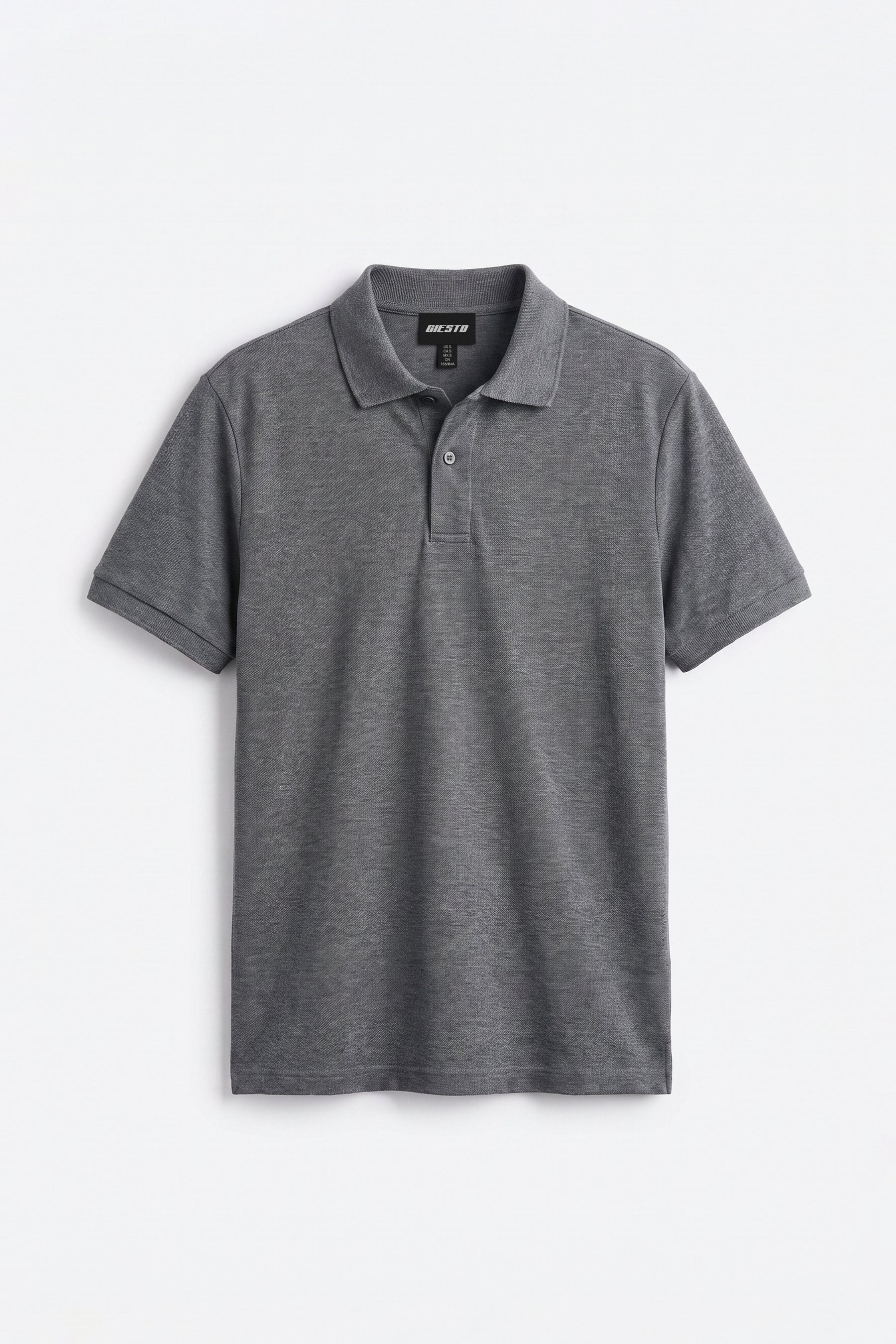 SHORT SLEEVE POLO NECK ANTHRACITE T-SHIRT