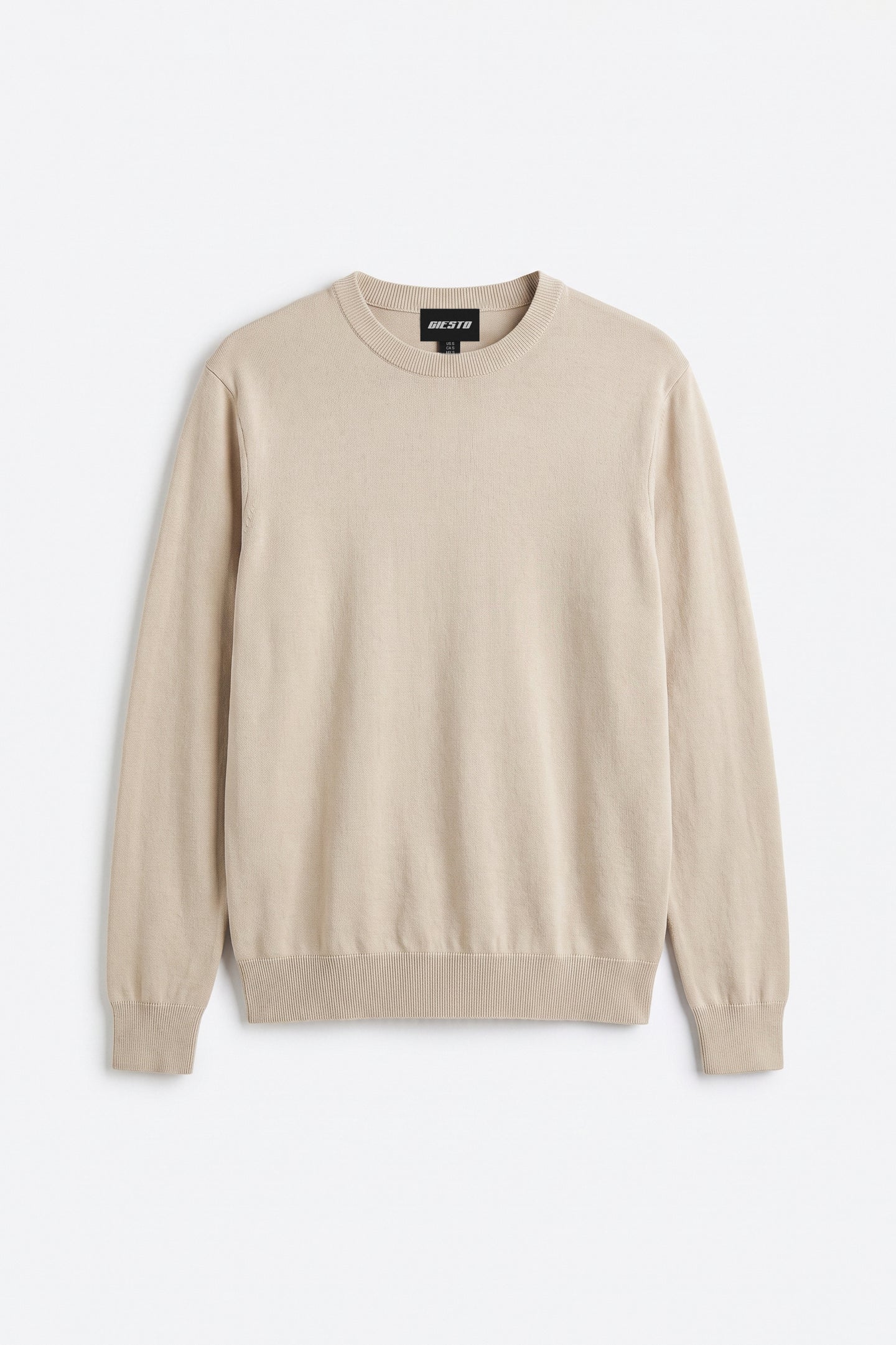 LONG SLEEVE TURTLENECK BEIGE KNITTED T-SHIRT