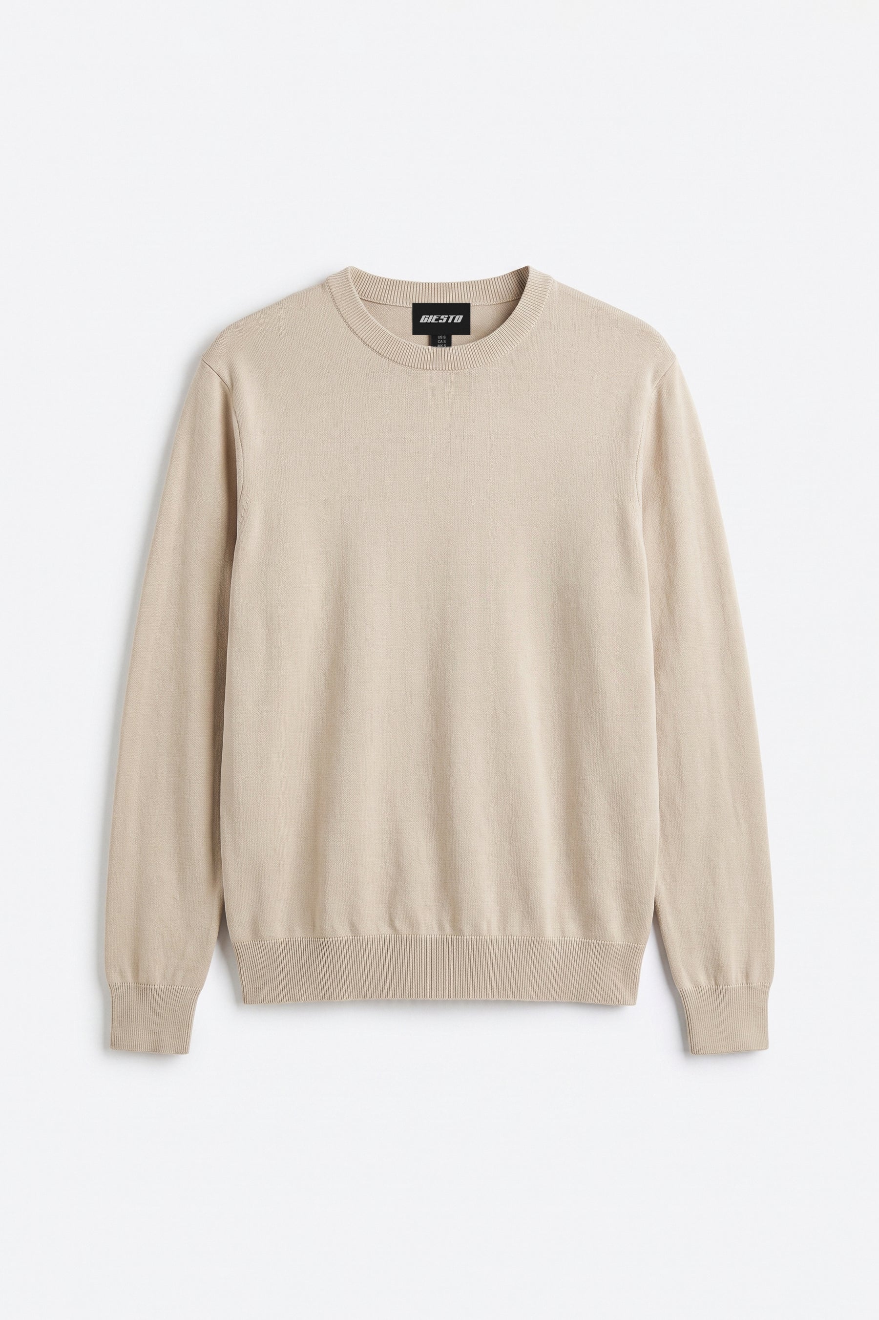 LONG SLEEVE TURTLENECK BEIGE KNITTED T-SHIRT