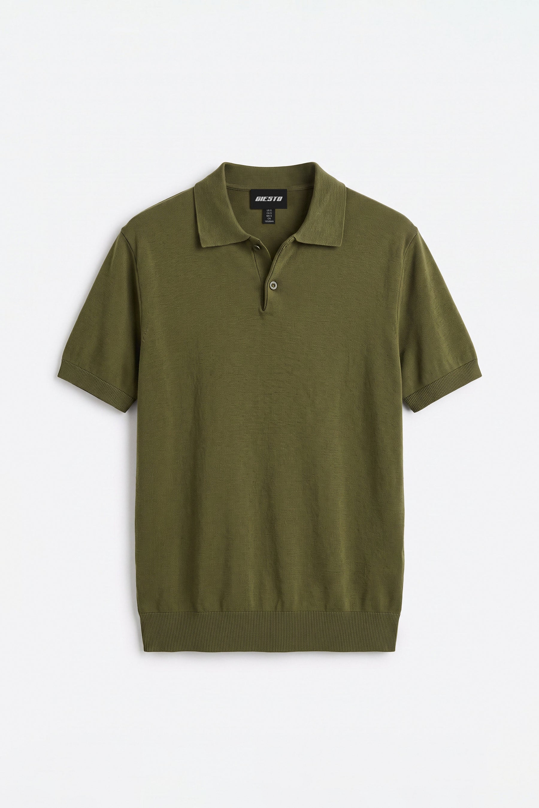 POLO NECK KHAKI KNITTED T-SHIRT