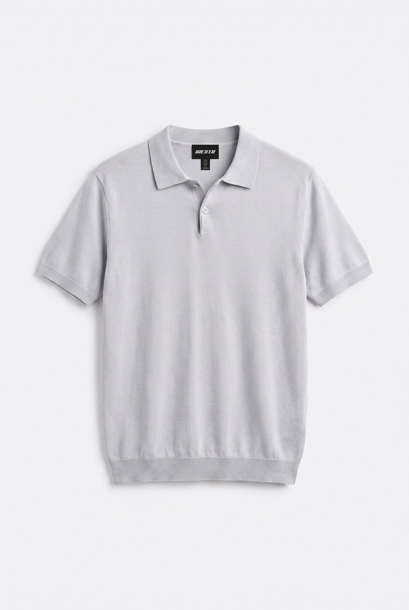 POLO NECK GREY KNITTED T-SHIRT