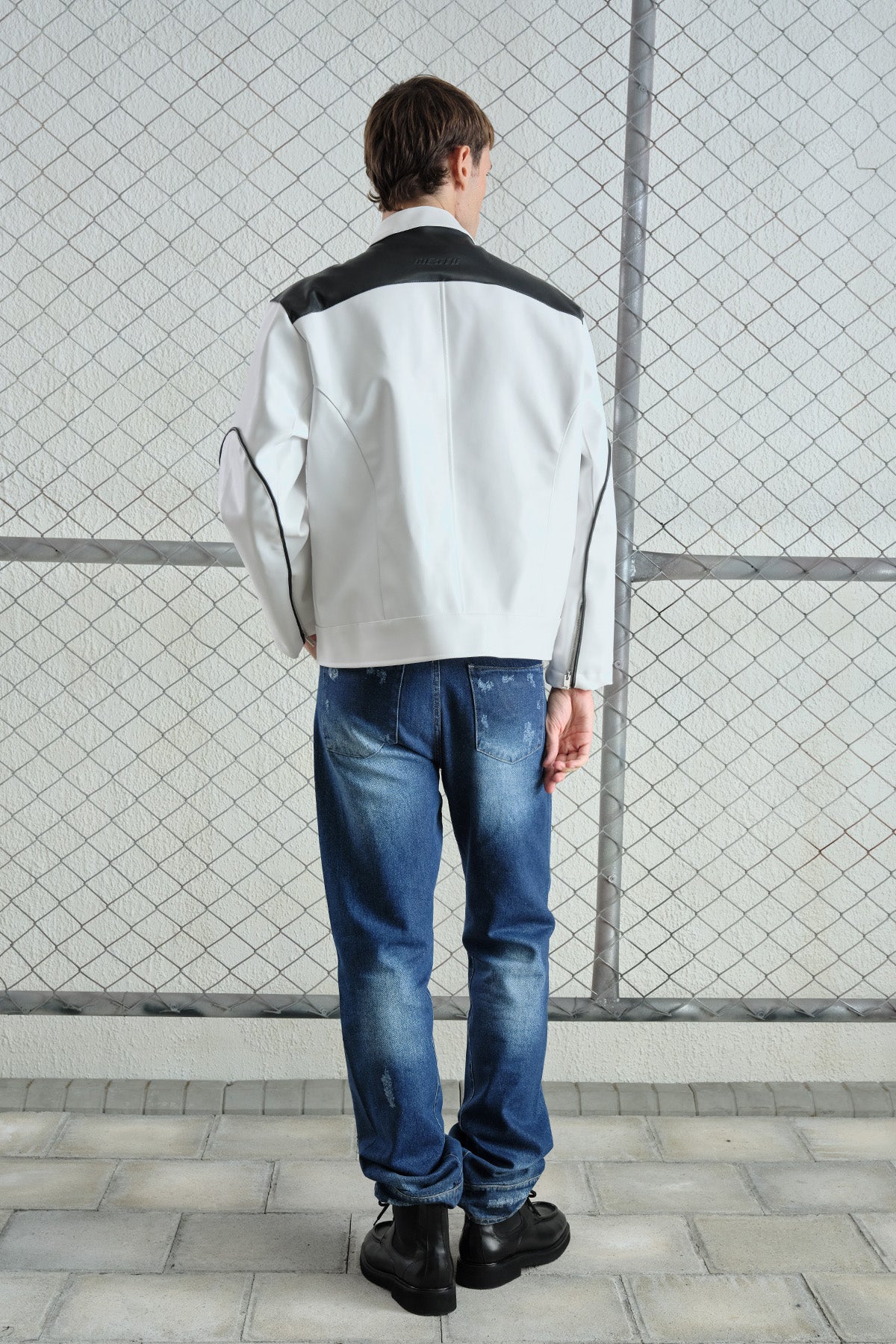 BIKER WHITE LEATHER JACKET