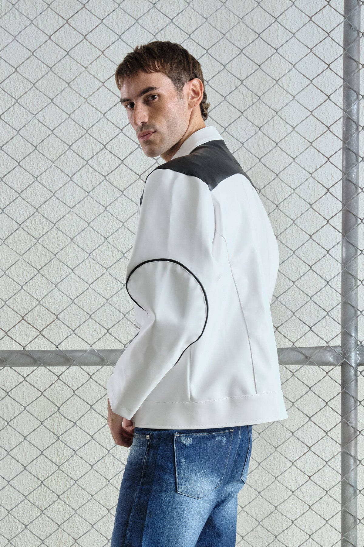 BIKER WHITE LEATHER JACKET