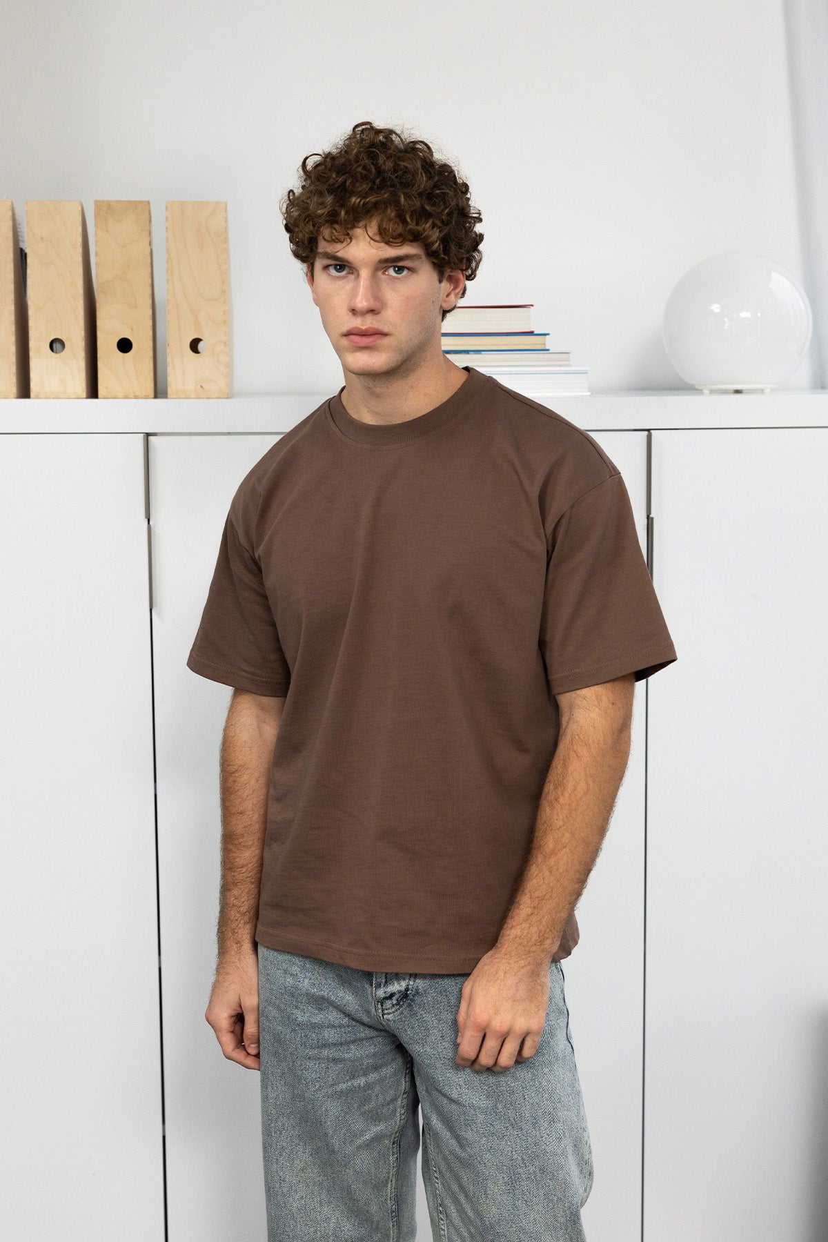 BASIC KISA KOL T-SHIRT - KAHVERENGİ - T-SHIRT