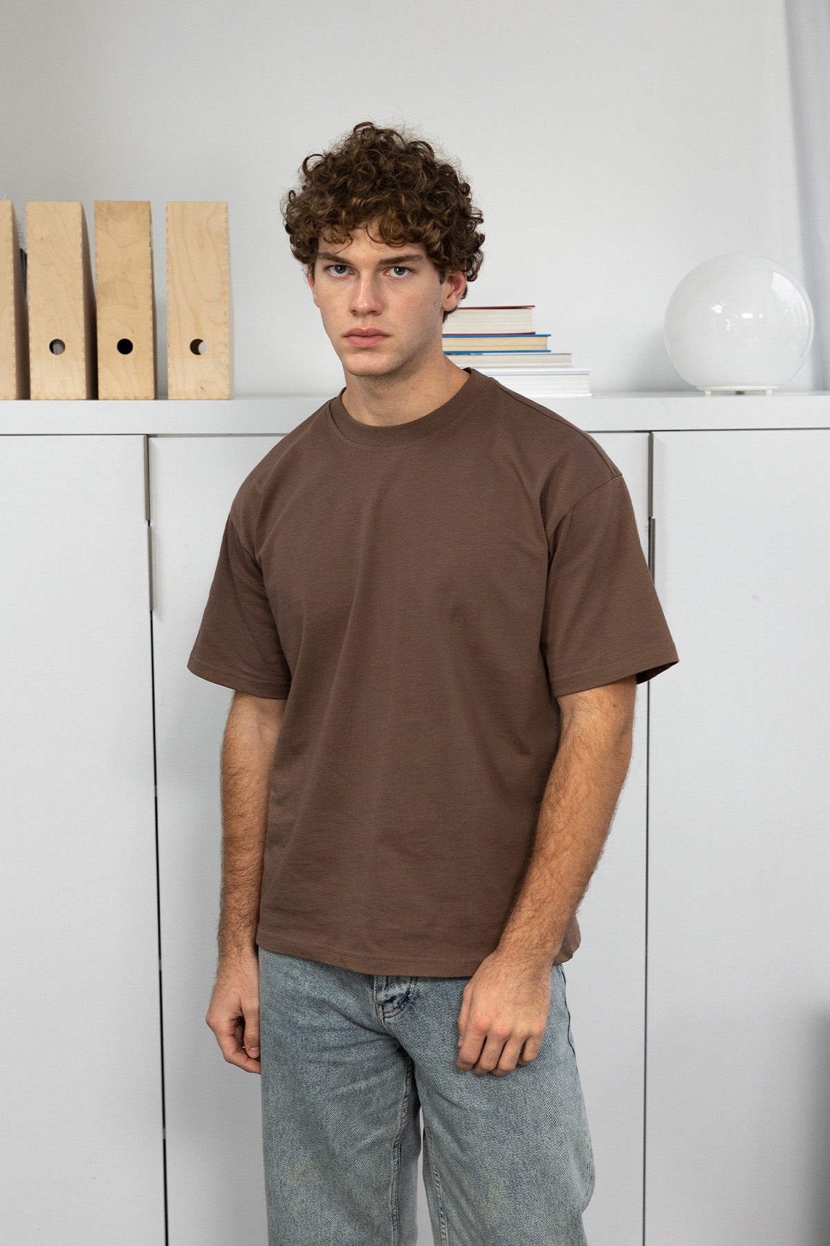 BASIC KISA KOL T-SHIRT - KAHVERENGİ