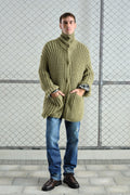 THICK KNITTED OVERSIZE GREEN CARDIGAN